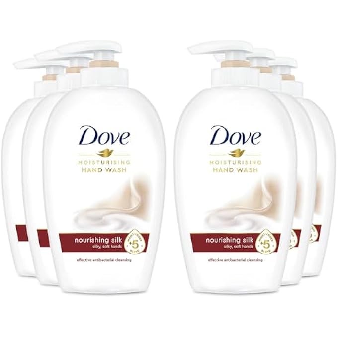 Dove NOURISHING HAND WASH LIQUID SOAP LOTION FINE SILK SOAP DISPENSER, 6-PACK (6 X 250 ML) - Image 1
